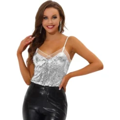 Allegra K Women's Sequin Sparkle Mesh Panel Sleeveless Party Club Cami Top 15 Allegra K Women's Sequin Sparkle Mesh Panel Sleeveless Party Club Cami Top -Allegra K GUEST c70b58a9 bf39 43b8 807f b02a3f59cfa2