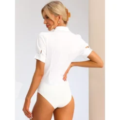 Allegra K Women's Office Button Down One-Piece Short Sleeve Bodysuit Work Shirt 8 Allegra K Women's Office Button Down One-Piece Short Sleeve Bodysuit Work Shirt -Allegra K GUEST c7d73f3b a4fd 421f af32 37f6f713436b