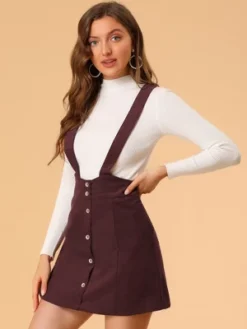 Allegra K Women's Corduroy Overall Dress A-line Decor Button Front Suspender Skirt -Allegra K GUEST c7ea0c64 9089 422d 9e49 8714a8cf51ab