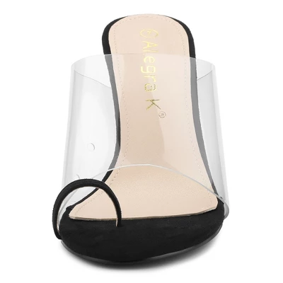 Allegra K Women's Ring Clear Chunky Heels Slide Heel Sandals 2 Allegra K Women's Ring Clear Chunky Heels Slide Heel Sandals - Image 2