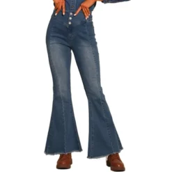 Allegra K Women's Bell Bottom High Rised Classic Flared Denim Pants -Allegra K GUEST c91971a6 0f8c 4cfc 8a28 23ed110ddcc7