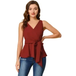 Allegra K Women's Summer Sleeveless V Neckline Wrap Tie Waist Tops -Allegra K GUEST c9629008 29d8 4a1f beb2 7aea6346333c