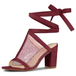 Allegra K Women's Mesh Block Heel Lace Up Sandals -Allegra K GUEST c9762333 171c 4e7d bbea 3301e8c83a5c