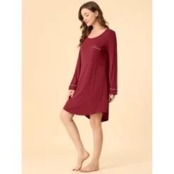 Allegra K Women's Lounge Dress Pajamas Soft Long Sleeve Mini Sleepwear Nightgown -Allegra K GUEST c993cb1d 11a7 4f57 a2a5 d2d0739172f6