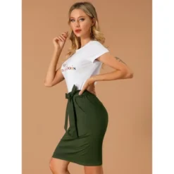 Allegra K Women's Workwear Paperbag Elastic High Waist Cotton Pencil Mini Skirt -Allegra K GUEST c9a90549 2fc5 454a a132 18acb38be46c