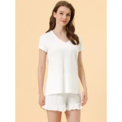Women's Summer Pajamas Short Sleeves Tops And Shorts Sleepwear Lounge Sets