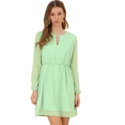 Allegra K Women's Choker V Neck Vintage Flared Gilding Metallic Shiny Star A-Line Dress -Allegra K GUEST cb223d18 9bb2 4f11 b060 2ee6a4742ecd