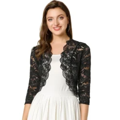 Allegra K Women's Elegant 3/4 Sleeve Sheer Floral Lace Shrug -Allegra K GUEST cba80b67 5db5 4d8a 971c b8bb30e20b9e