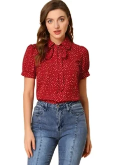 Allegra K Women's Retro Dots Print Bow Tie Peter Pan Collar Chiffon Blouse -Allegra K GUEST cbe54949 a6a6 4aaf ad88 a4ab1f9d39dc