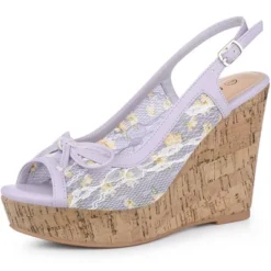 Allegra K Women's Wood Platform Heels Bow Lace Wedge Sandals -Allegra K GUEST cc9f0381 628c 4d89 89e6 cc92d1063597