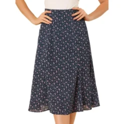 Allegra K Women's Print Peasant Elastic Waist A-Line Midi Skirts -Allegra K GUEST ccf0f08a 871c 4e42 afea 883630e6afe5