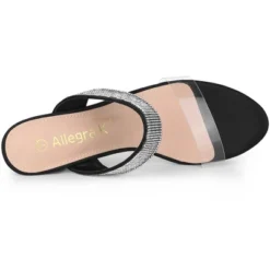 Allegra K Women's Clear Strap Rhinestones Heel Chunky Heels Slide Sandals -Allegra K GUEST cd2bc5bb 4c3c 4f50 b9f0 5b942b92b769
