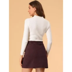 Allegra K Women's Corduroy Vintage Button Decor Ruffled Trim High Waist Mini Skirt -Allegra K GUEST cdae842c 1f91 438d 9e8f 77eff91e0057