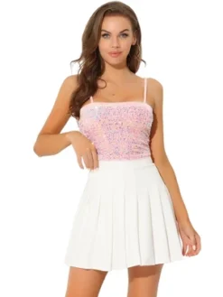 Allegra K Women's Velvet Spaghetti Strap Club Party Crop Sequined Cami Top -Allegra K GUEST ce612c5a c5dc 4044 aaef 538aa13ce7df