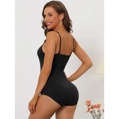 Allegra K Women's Shaping Tummy Control Adjustable Straps Sculpting Leotard