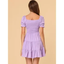 Allegra K Women's Square Neck Ruffle Sleeve Smocked Back Tiered Flowy Dress -Allegra K GUEST cf259b71 98f6 4753 a16f edf85574d9e2