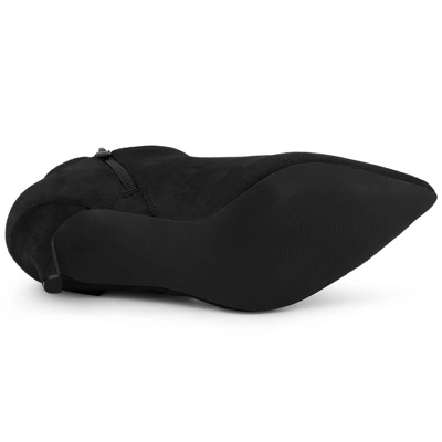 Allegra K Women's Pointed Toe Zip Stiletto Bow Heels Boots 5 Allegra K Women's Pointed Toe Zip Stiletto Bow Heels Boots - Image 5