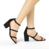 Allegra K Women's Open Toe Strappy Chunky Heels Sandals