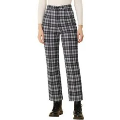 Allegra K Women's Plaid Trousers Button Casual Tartan Check Work Pants -Allegra K GUEST cf9b6cba 4960 4d91 a22b d7fece5b2b92