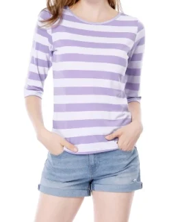 Allegra K Women's Elbow Sleeves Round Neck Slim Fit Casual Printed T-Shirt -Allegra K GUEST cffb0c74 0aba 483c af69 f23fe5e0962f