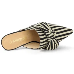 Allegra K Women's Stripe Bow Pointed Toe Block Heel Mules -Allegra K GUEST d03bf5f0 2baf 4c3d 877c 8a98f815907c