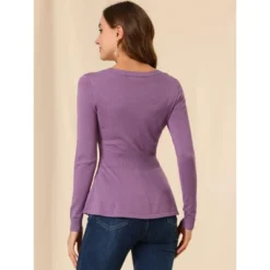 Allegra K Women's V Neck Long Sleeve Ribbed Pullover Knitted Peplum Top 22 Allegra K Women's V Neck Long Sleeve Ribbed Pullover Knitted Peplum Top -Allegra K GUEST d1154948 fa2f 4619 8687 95aaf847433d