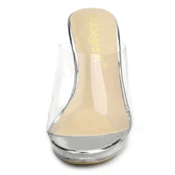 Allegra K Women's Clear Platform Block Heeled Slides Sandals