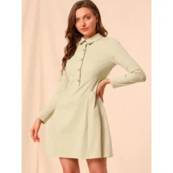 Allegra K Women's Half Placket Long Sleeve Casual Shirt Dress With Belt -Allegra K GUEST d16e95fa 57b3 4373 8ce4 36b53e45bf2d