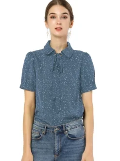 Allegra K Women's Retro Dots Print Bow Tie Peter Pan Collar Chiffon Blouse -Allegra K GUEST d2290907 5c4d 4379 a48b 7edc06fc477e