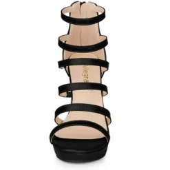 Allegra K Women's Platform Gladiator Strappy Stiletto Heel Sandals