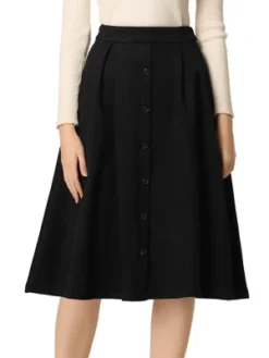 Allegra K Women's Faux Suede Button Front High Waist Pleated Midi Skater Skirt -Allegra K GUEST d240e119 fb3c 4861 bd03 bd0e57cb0152