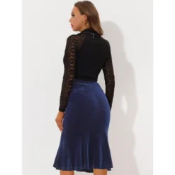 Allegra K Women's Feminine Retro Bodycon High Waist Velvet Fishtail Skirt -Allegra K GUEST d251f13f a4d8 469a 8dc3 511acf7ec472