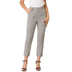 Allegra K Women's Plaid High Waist Elastic Back Office Work Ankle Pants -Allegra K GUEST d26a0c9f 7ca1 4eb2 8055 7f842688c320