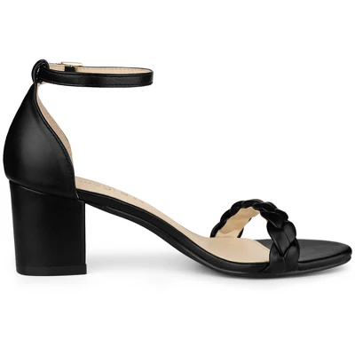 Allegra K Women's Chunky Heels Ankle Strap Braided Heel Sandals 5 Allegra K Women's Chunky Heels Ankle Strap Braided Heel Sandals - Image 5