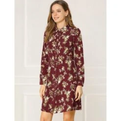 Allegra K Women's Lapel Button Down Belted Above Knee Vintage Polka Dots Floral Shirt Dress -Allegra K GUEST d36e262a f4a0 477e bdd2 de37473f3d59