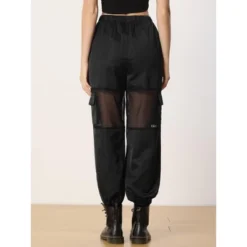 Allegra K Women's High Waist Sports Elastic Mesh Panel Sheer Baggy Cargo Pants -Allegra K GUEST d3888b29 5927 495a 9eff ced72856cfe4