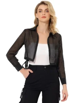 Allegra K Women's Button Front Tie Hem Point Collar Mesh Sheer Long Sleeve Shirt 14 Allegra K Women's Button Front Tie Hem Point Collar Mesh Sheer Long Sleeve Shirt -Allegra K GUEST d3a0d4bf 6763 4417 9635 b2cfc7503669