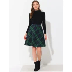 Allegra K Women's Plaids Vintage Tartan Elastic Waist Knee Length A-Line Skirt -Allegra K GUEST d4250306 e2b4 4816 bb74 763f80b3f413