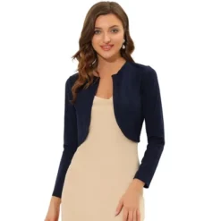 Allegra K Women's Open Front Curved Hem Crop Bolero Shrug -Allegra K GUEST d46347ea c693 4b17 a3d8 1e7783df5d22