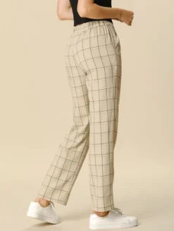 Allegra K Women's Plaid Elastic Waist Casual Work Office Long Trousers -Allegra K GUEST d46d0f71 82a2 4388 bfd3 43dac325c367