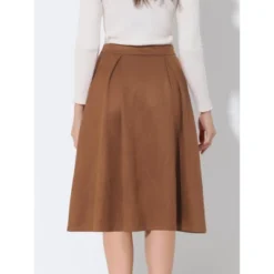 Allegra K Women's Faux Suede Button Front High Waist Pleated Midi Skater Skirt -Allegra K GUEST d47a03a5 a947 4c5f b8a2 a39d63ecbba7