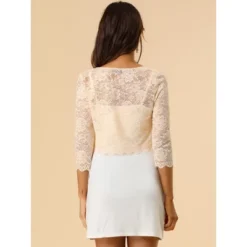 Allegra K Women's Elegant 3/4 Sleeve Sheer Floral Lace Cropped Bolero Shrugs -Allegra K GUEST d4a6c242 fc83 47b8 80c3 85dd7345a0e7