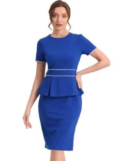 Allegra K Women's Crew Neck Short Sleeve Business Elegant Office Peplum Sheath Dresses -Allegra K GUEST d50376b5 74ff 4959 97c7 e075de750260