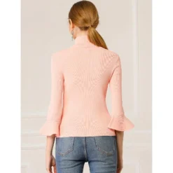 Allegra K Women's Ruffle Sleeves Pullover Turtleneck Stretchy Knit Sweater Slim Fit Shirt -Allegra K GUEST d5859196 9e04 4d4c 8541 92f85c22c891