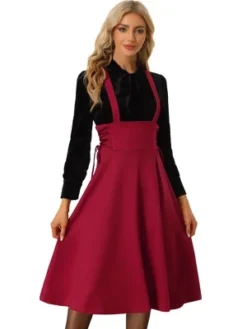 Allegra K Women's Brace High Waisted Lace Up Midi Suspender Skirt -Allegra K GUEST d5b2ad23 371b 411a 8e70 aa5c806dd143