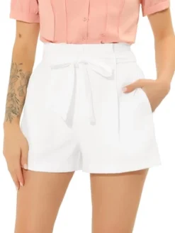 Allegra K Women's High Waist Bow Tie Short Paper Bag Shorts -Allegra K GUEST d5d9fac8 ba90 4722 8fab 162b798e61ae