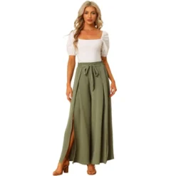 Allegra K Women's High Slit Hem High Waist Casual Wide Leg Long Palazzo Pants -Allegra K GUEST d62af841 d9f9 431a 9f27 d49ca31ff61f