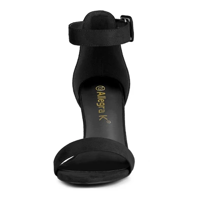 Allegra K Women's High Buckle Ankle Strap Chunky Heel 2 Allegra K Women's High Buckle Ankle Strap Chunky Heel - Image 2