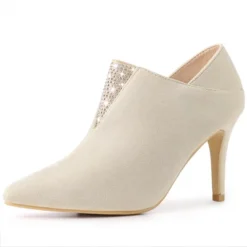Allegra K Women's Pointy Toe Rhinestones Pull On Stiletto Heel Ankle Booties -Allegra K GUEST d670133e 790e 44a1 a71f 893337e088f8