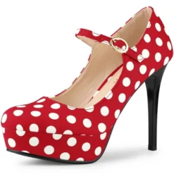 Allegra K Women's Polka Dots Platform Round Toe Ankle Strap Stiletto High Heel Pumps -Allegra K GUEST d6709760 7a21 40fa 86f1 fa021b447281
